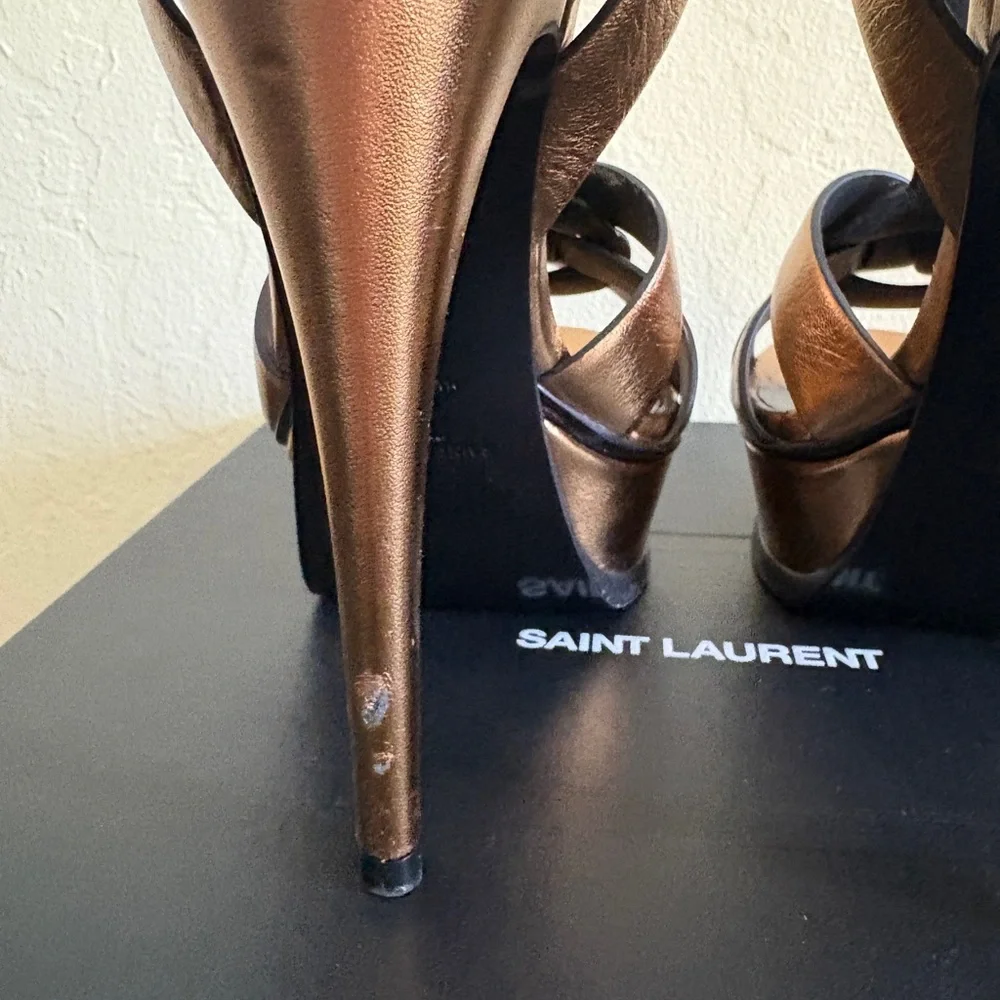 YSL Bronze Tribute Sandals - Picture 10 of 11